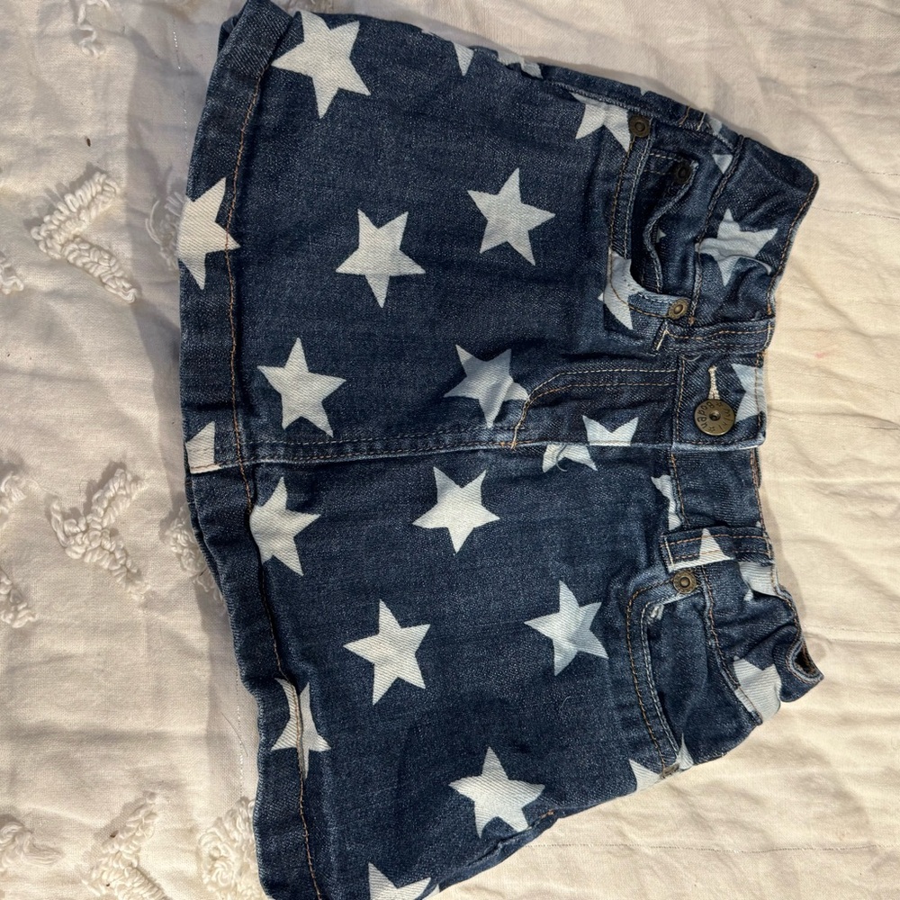Mini Biden Denim Skirt with White Stars